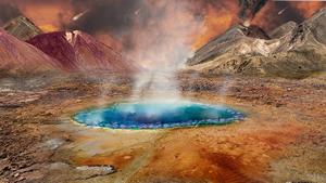 Figure 1: Conceptual illustration of terrestrial hot springs on early Earth