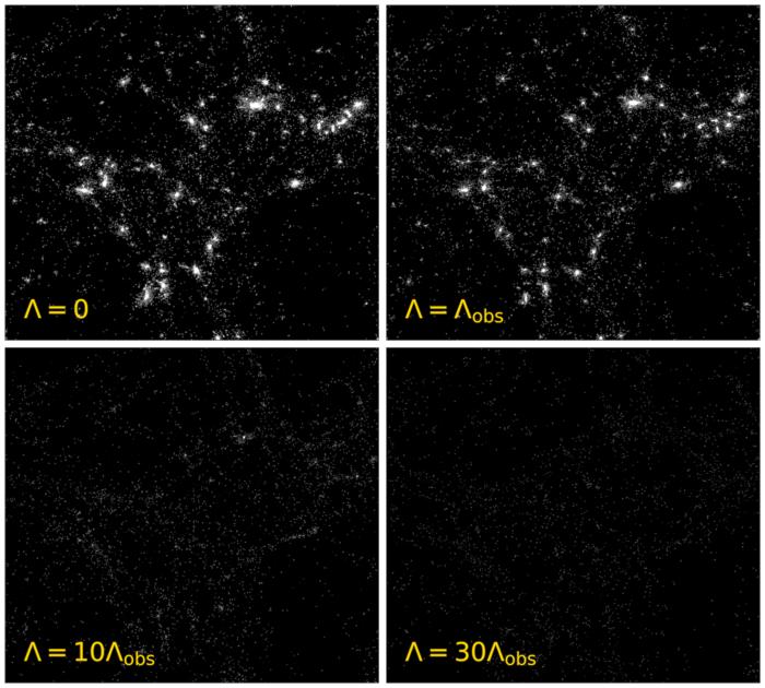 Stars in universes of different dark energy densities