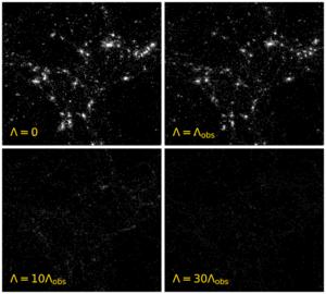 Stars in universes of different dark energy densities