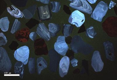 Cathodoluminescence Image of Zircon Grains Used in the Study