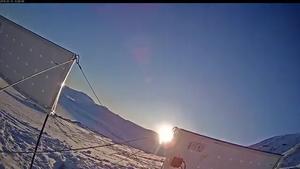 Svalbard's mountains and polar bear mom (remote camera)