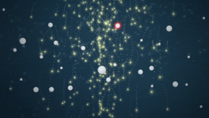 conceptual animation showing electrons traveling down Earth's magnetic field lines