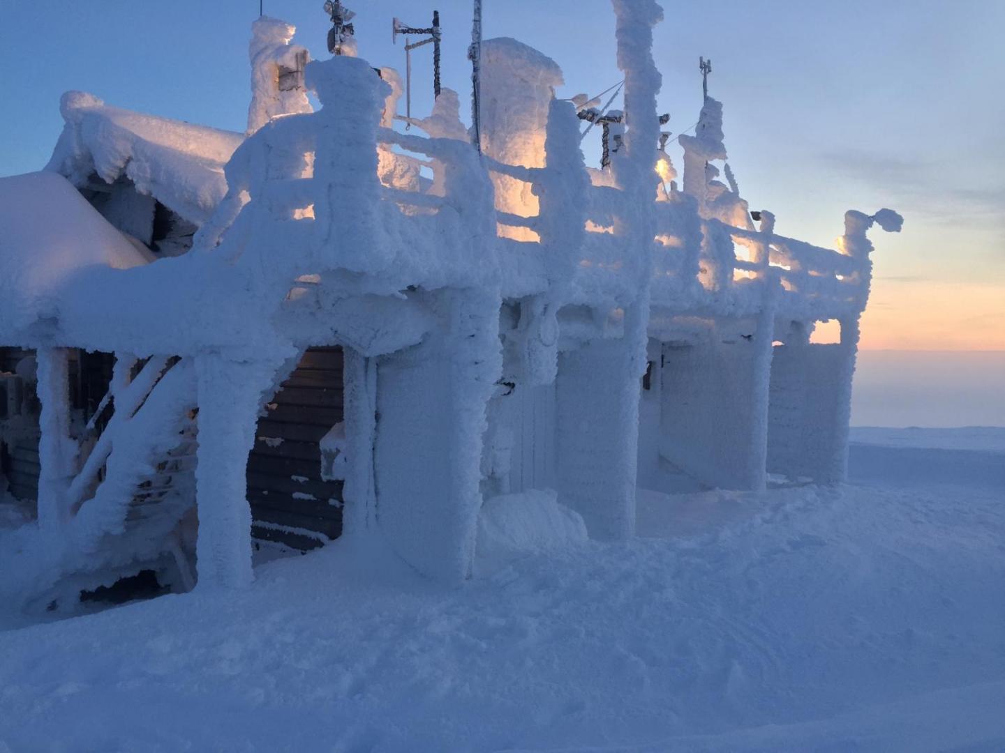 Snow covered weather station in Finland