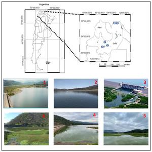 Location of the reservoirs in the province of Salta and photographs of them