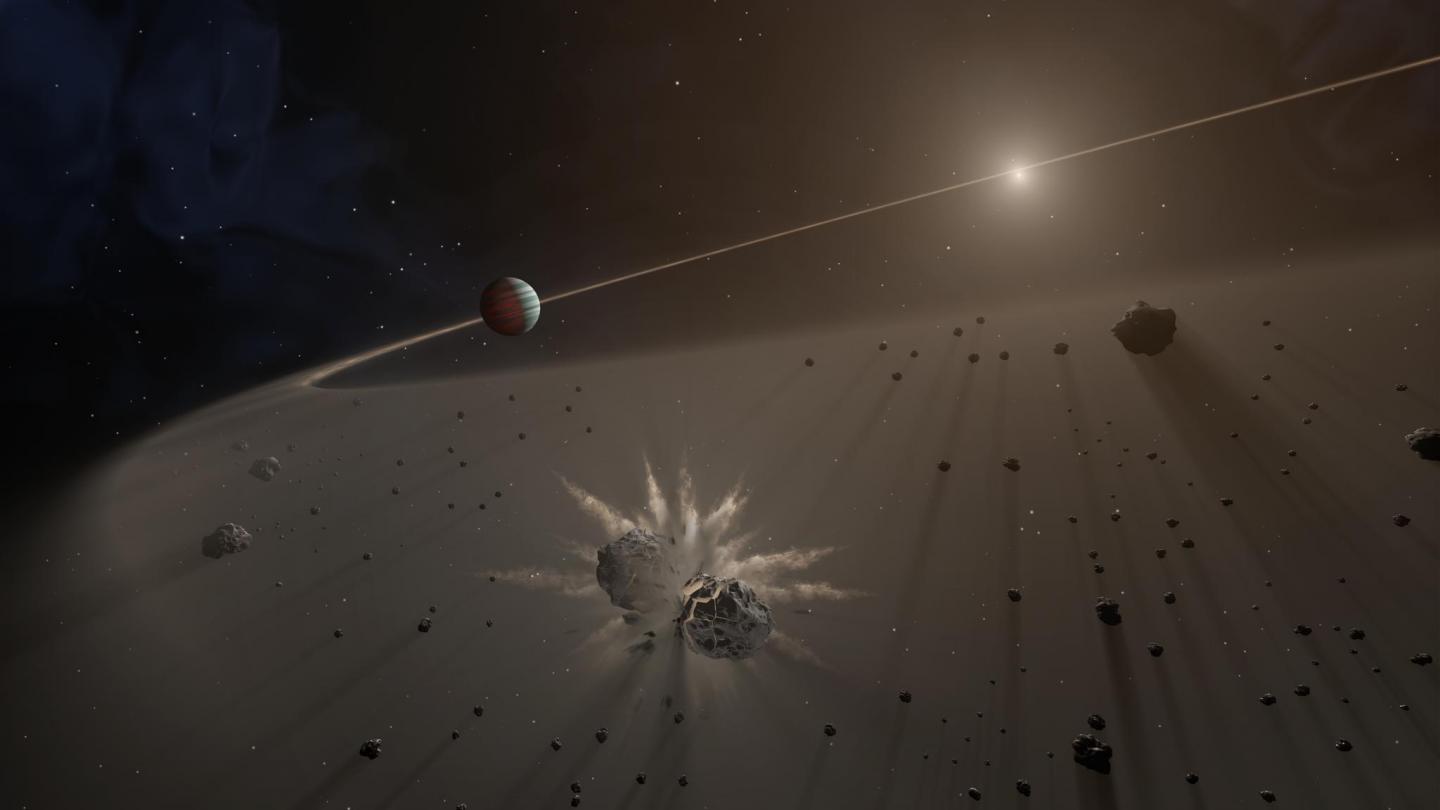 Disk of Dust and Planetary Fragments around a Star