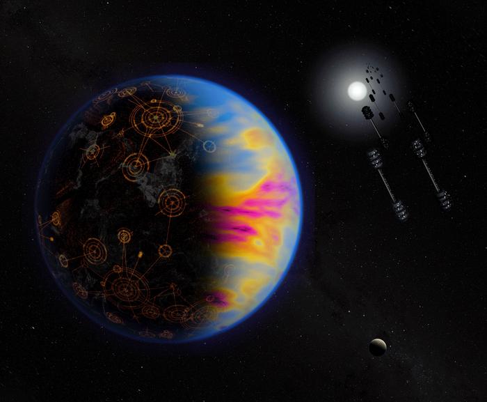 Concept of exoplanet with advanced civilization