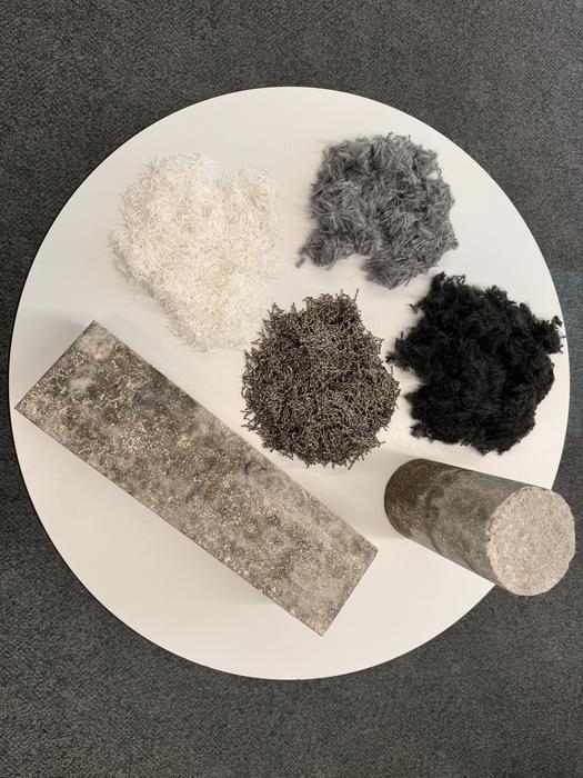 Concrete samples made using carpet fibres