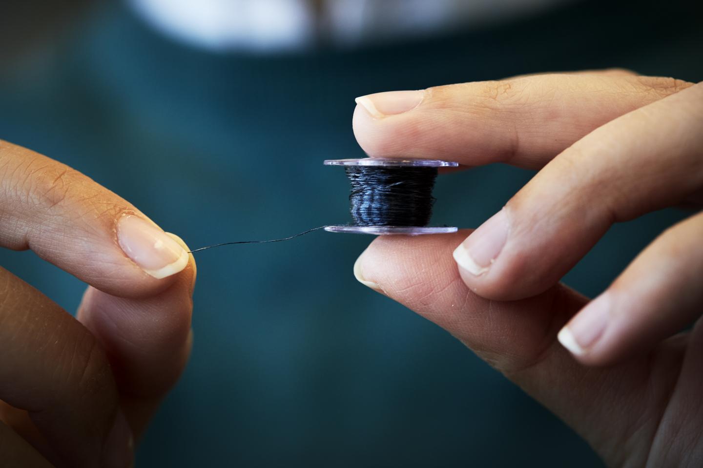 Close up of the Conductive Cellulose Yarn