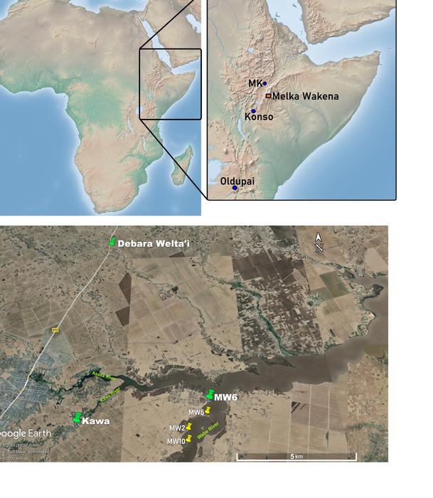 Location and typical landscape of the Melka Wakena site-complex.