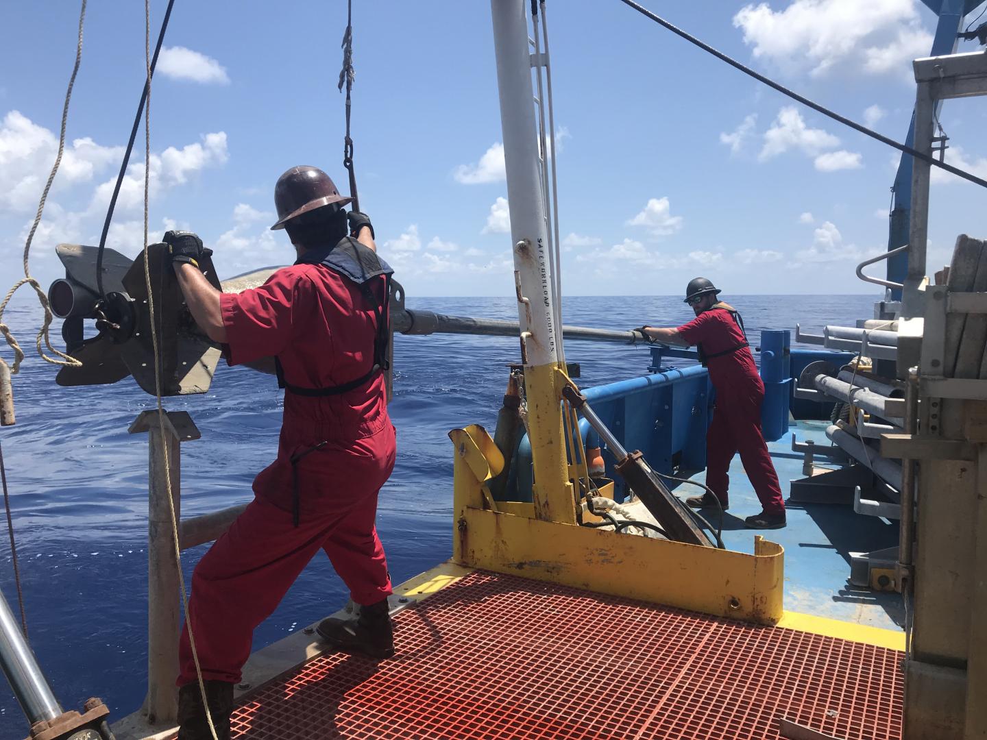 Recovering sediment cores from the Gulf of Mexico on the TDI-Brooks vessel R/V Brooks McCall
