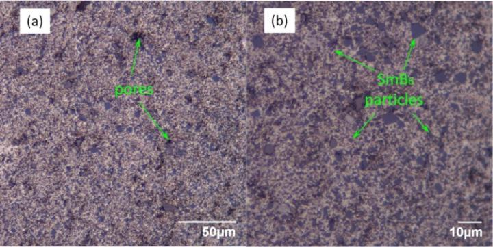 Typical optic micrographs of the composite material