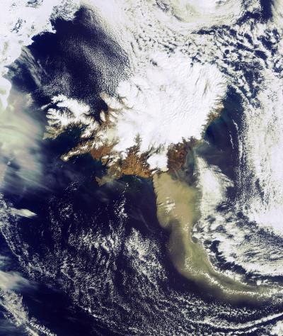 New Satellite Image of Ash Spewing from Iceland’s Volcano