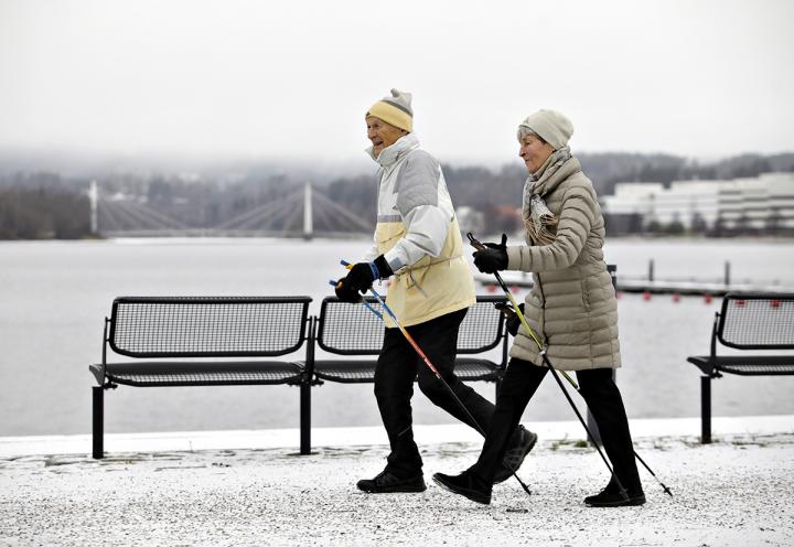 Aged people walking