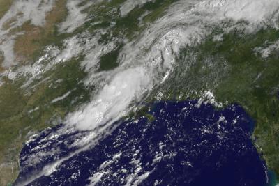 GOES-13 Image of TD5's Remnants