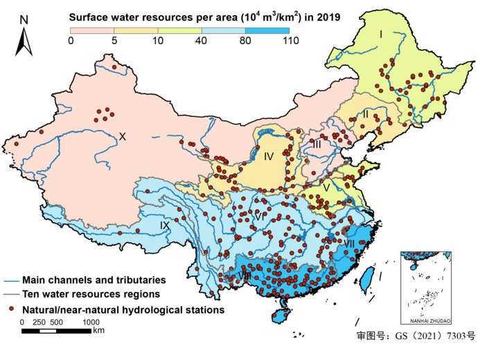 Locations of 330 gauge stations in this dataset.