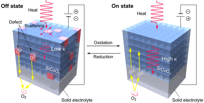 Design of a solid-state electrochemical thermal transistor