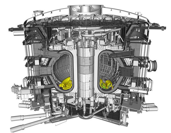 ITER reactor with divertor highlighted