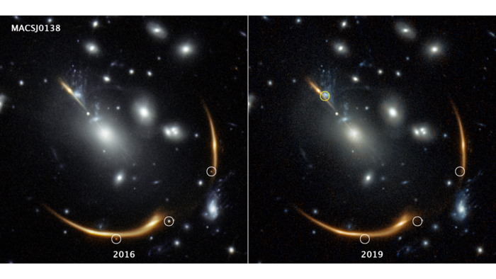 Hubble Image of Supernova in 2016 and 2019