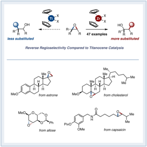 Figure: Catalytic reductive ring opening of epoxides including derivatives of natural products