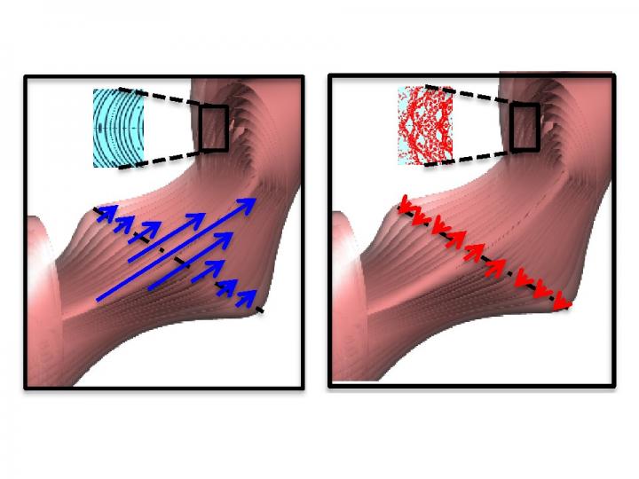 Plasma Flow Pattern Before and After the Stochastization of the Magnetic Field