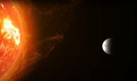 Artist's impression of Gliese 486b next to its star