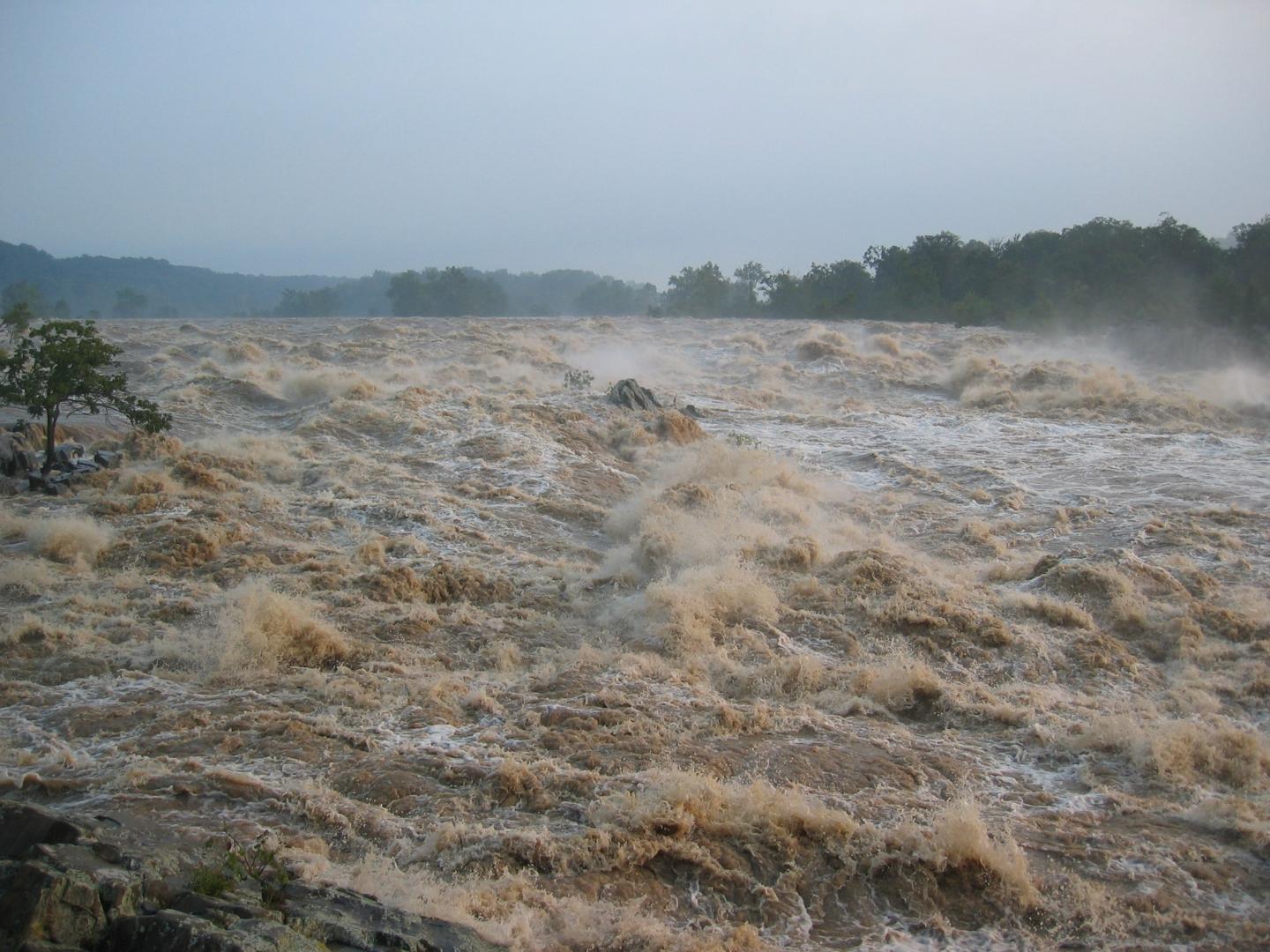 Raging Floodwaters on the Potomac River