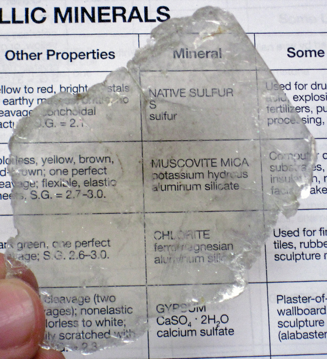 Thin sheet of Muscovite Mica.