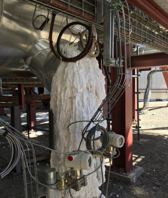 Molten salt valve failure