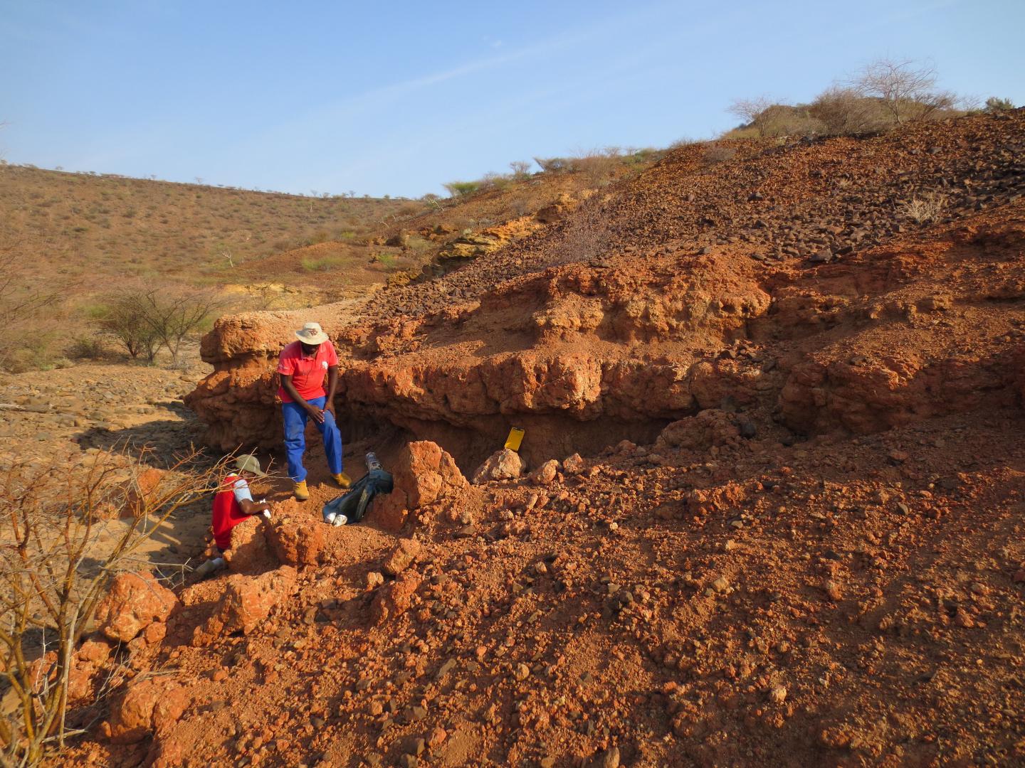 Scientists Collecting Rock Samples for Dating the Sediments at Nakwai, Kenya