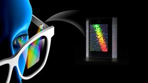 Illustration of a holographic display with the new optical device