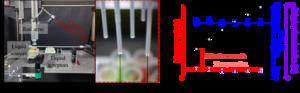 Liquid transfer by an array of millimetric structured rods