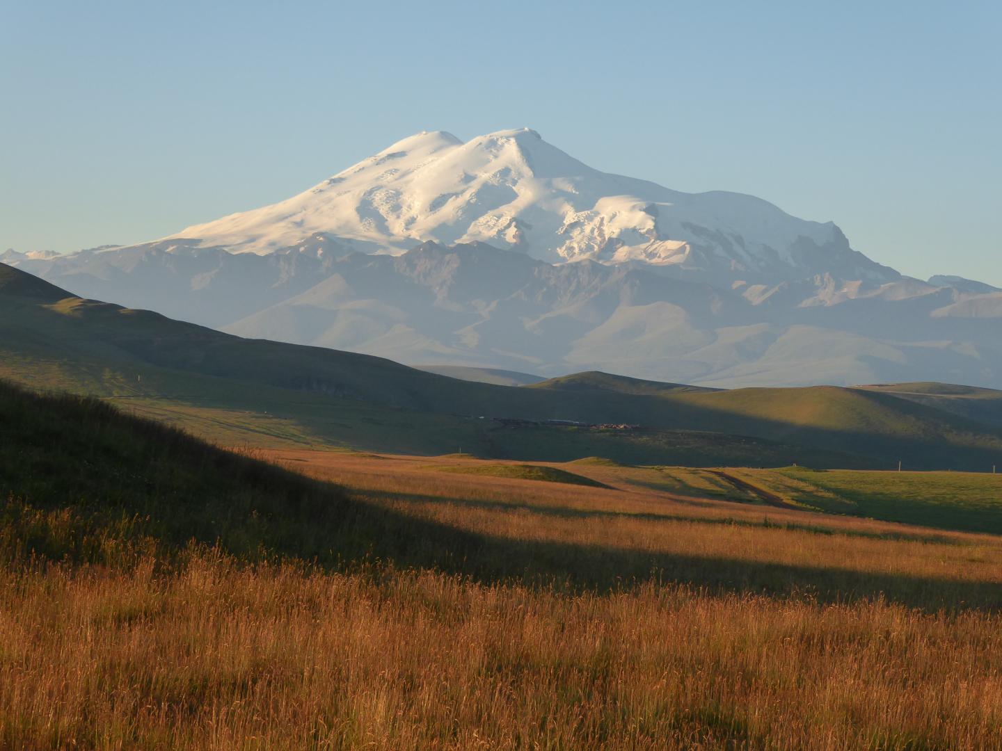 Twin Peaks Of Mount Elbrus, The Highest Mountain In The Caucasus (5600 M)