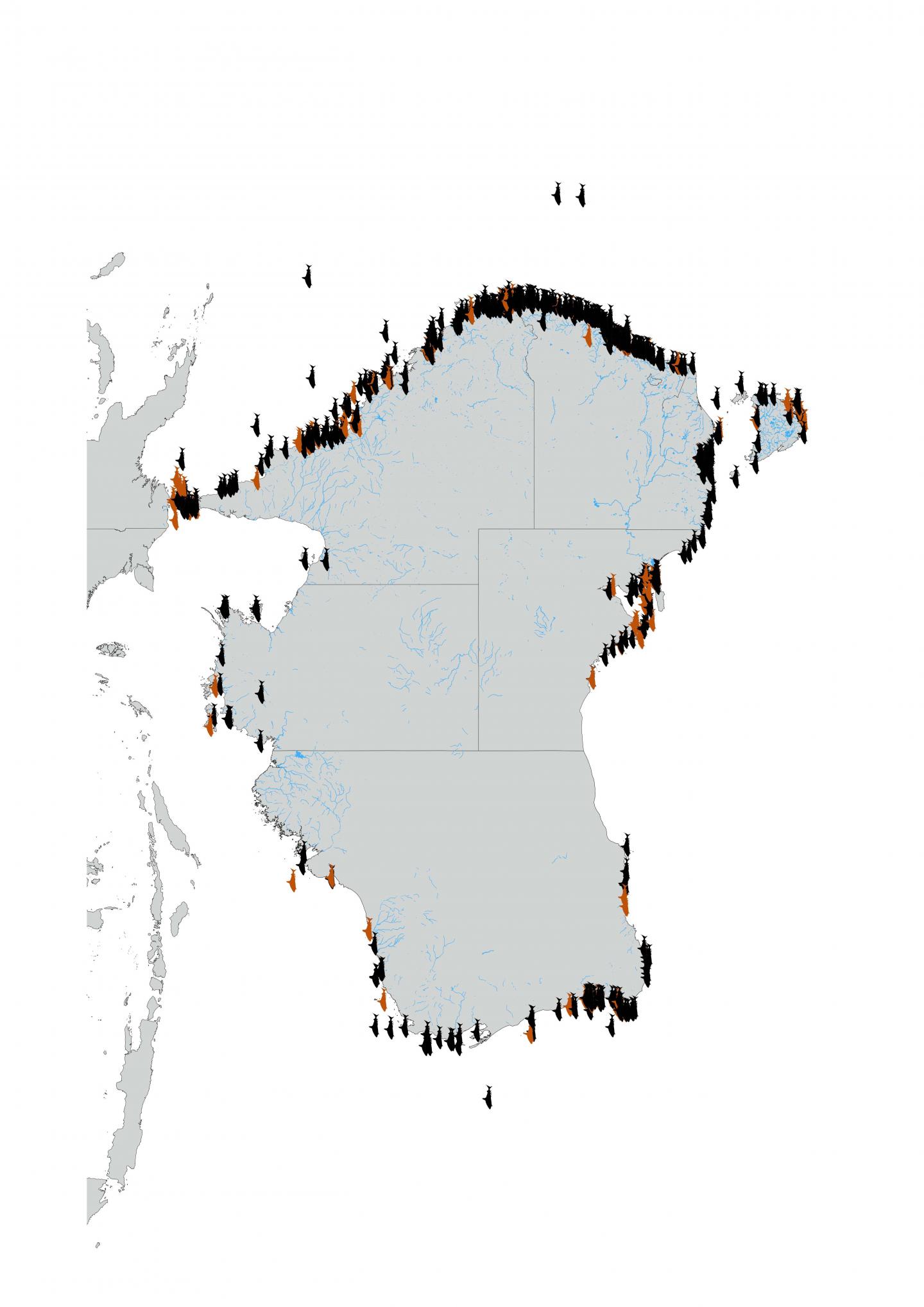 Spatial distribution of shark-bite incidents in Australia over 120 years
