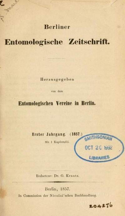 <i>Berliner Entomologische Zeitschrift</i>