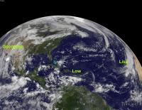 GOES-13 Catches Georgette, Lisa and a Developing Low