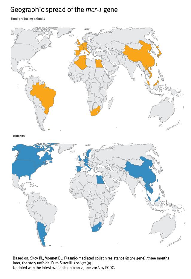 Geographic Spread of the <I>mcr-1</I> Gene