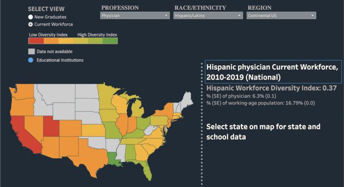 Hispanic Physician Current Workforce, 2010-2019 (National)