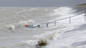 High tide along the Dutch coast at Lauwersoog