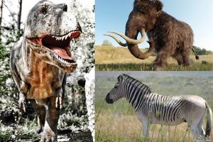 T. rex, Mammoth and Quagga