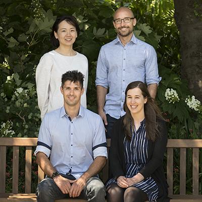 Dr. Richard Berry with Lab Members Dr. Gabby Watson, Zhihui Fu and Felix Deuss