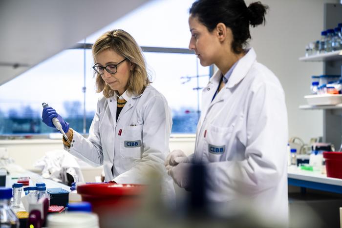 Montse Soler López, head of the Structural Biology group at the ESRF and co-corresponding author and Samira Acajjaou at the ESRF's biology lab