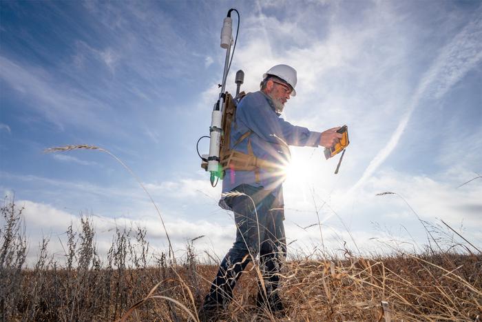 Berkeley Lab scientist in the field