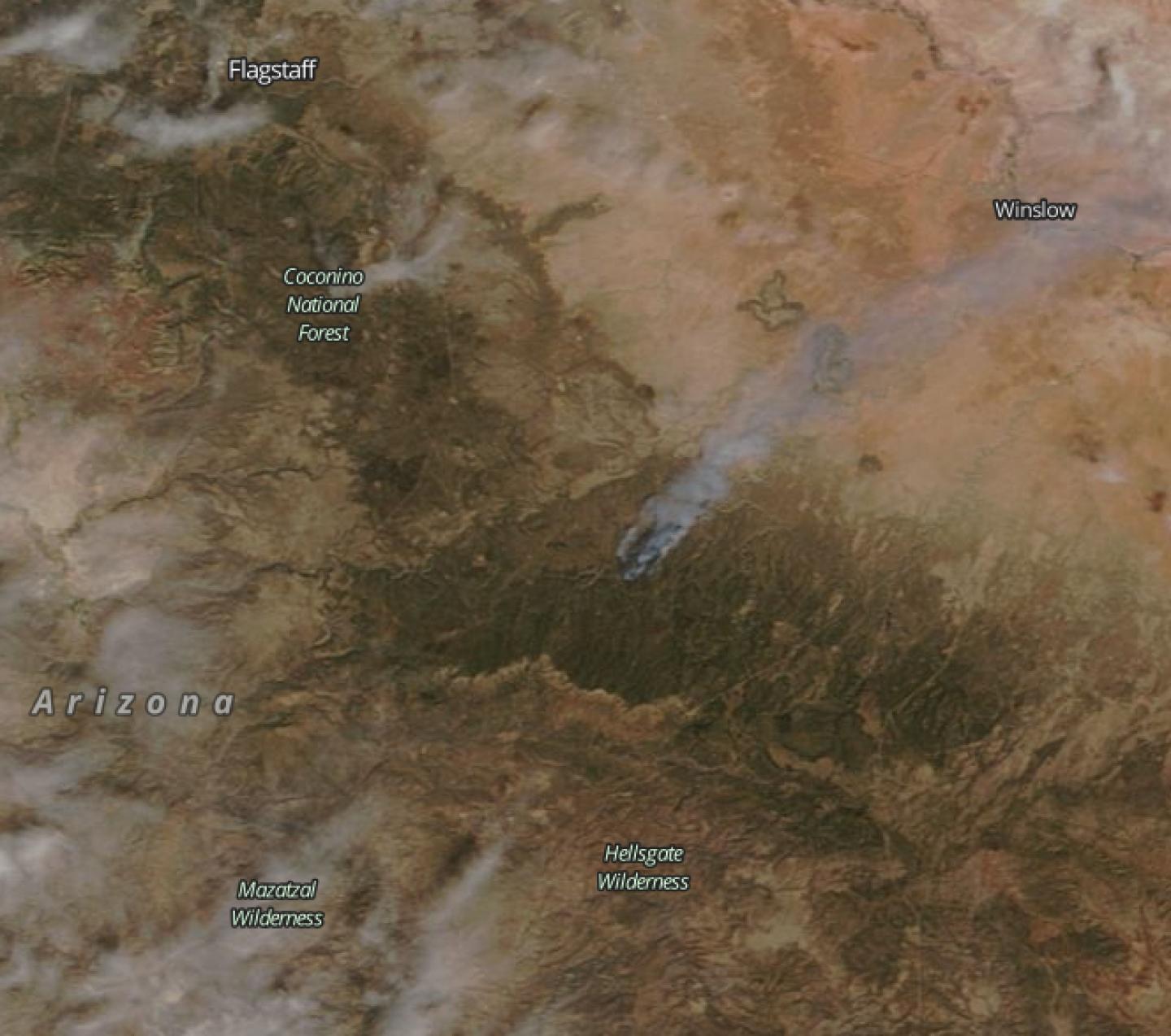 NASA's Terra Satellite Spots Arizona's Tinder Fire
