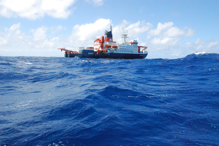 The research vessel Polarstern on the Atlantic Ocean.