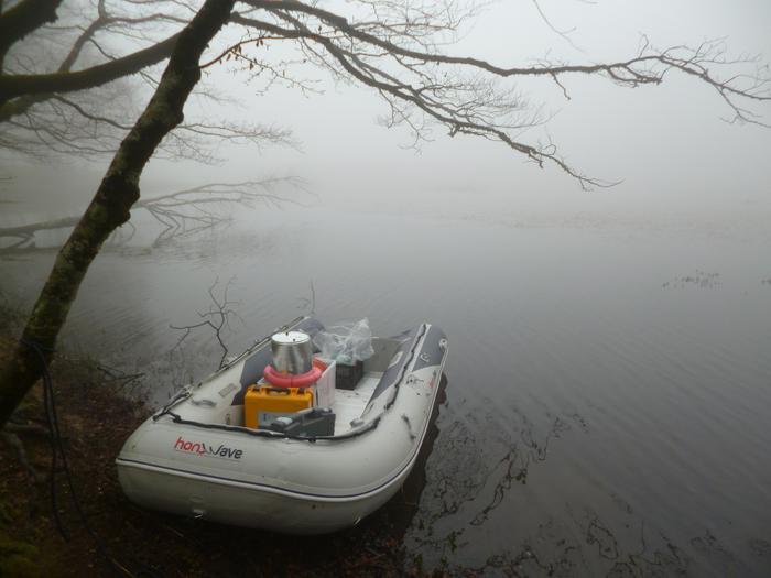 Equipment on boat ready for sampling