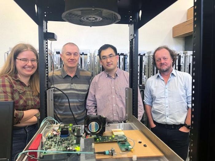 Nicole Lewis, Mike Matveev, Prof. Wei Le, and Frank Geurts. Photo courtesy of Rice University.