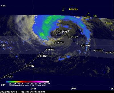 NASA's TRMM Captured Nadine's Rainfall Rates