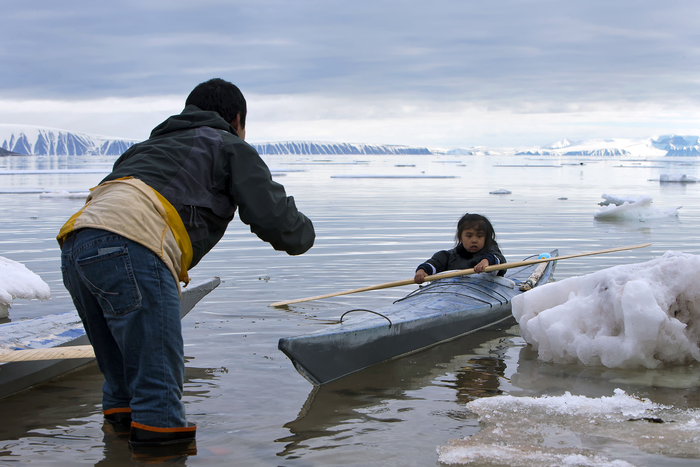 Learning to paddle.