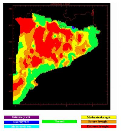 Map of Rainfall in Northeastern Spain
