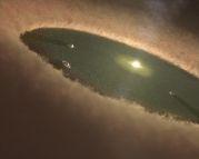 Artist's Conception of Planets Forming in a Transition Disk like LkCA 15